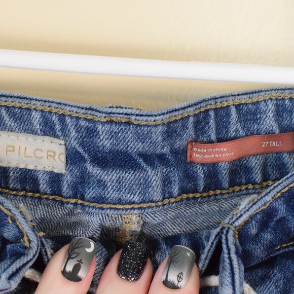 Pilcro by Anthropologie The Icon Lace-up Lightwash Denim Flare Jeans Size 27 - Picture 5 of 10